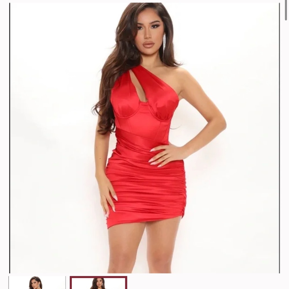 Fashion nova red satin mini dress